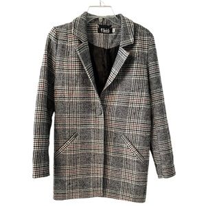 Vintage Shotelli grey & black wool plaid over coat size 42 or women’s 12/XL